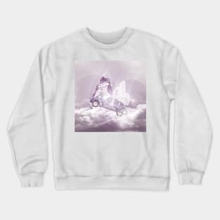 Pink Fantasy Flying Horse Car with Butterfly Fairy Wings Crewneck Sweatshirt